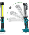 Cordless LED Work Light For Makita 18V Battery 2000 Lumen Handheld Floodlight with adjustable angle and measurements