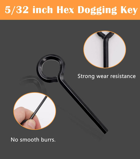 Image of Ten Pack Five Thirty Second Inch Standard Hex Dogging Keys With Full Loop In Black For Door Locks And Panic Bar Exit Devices. Close-up view highlighting strong wear resistance and smooth burr-free design of the black 5/32 inch hex key.