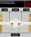 Washing Machine Outlet Box With Center Drain, Push To Connect Inlet One Half Inch, Outlet Three Quarter Inch Male Thread, Brass Ball Valves