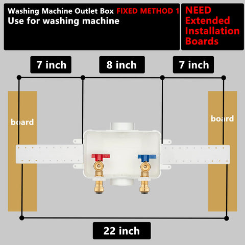 Washing Machine Outlet Box With Center Drain, Push To Connect Inlet One Half Inch, Outlet Three Quarter Inch Male Thread, Brass Ball Valves