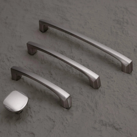 10 Pack 5 Inch Brushed Satin Nickel Cabinet Handles and Drawer Pulls Zinc Alloy shown on grey surface