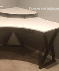 Rock Solid Metal Table Legs Two Piece Set No Sweat Setup With Rust Proof Matte Black Finish and Lock Tight Adjustable Foot Pads for Stylish Dining Coffee Tables and Benches, custom iron table base in corner