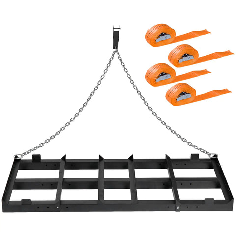Beefy Heavy Duty 4 Ft Driveway Grader Power Rake With 4 Ft Chain, Tow Behind Drag Harrow For Gravel and Soil, land leveler