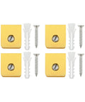 4 Piece Glass Clamp Set Solid Brass Brushed Gold Shelf Support Brackets Clips Square Shape For Eight To Ten Millimeter Glass Panels