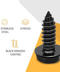 Black License Plate Screws Kit Rustproof 304 Stainless Steel Bolts Three Quarters By One Quarter Inch For Cars Trucks And SUVs