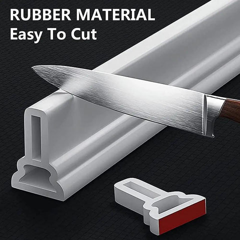Built Tough Silicone Water Stopper For Bathtub And Sink Drainage, flexible waterproof seal strip cut with a knife.