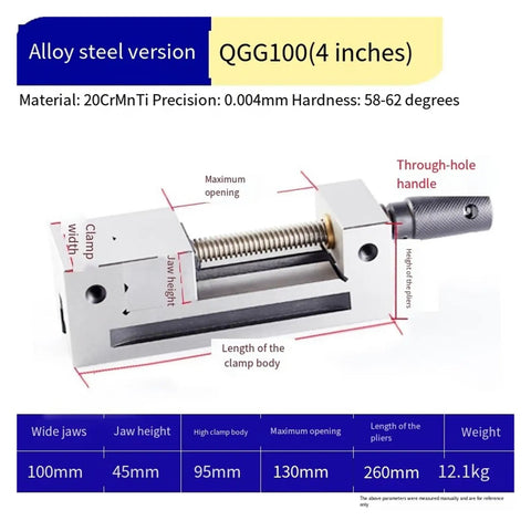 Top Shelf Right Angle Grasping Vise Built Tough For Smooth CNC Milling And Grinding Projects Offers Precision Alloy Steel Construction with 4 inch jaws