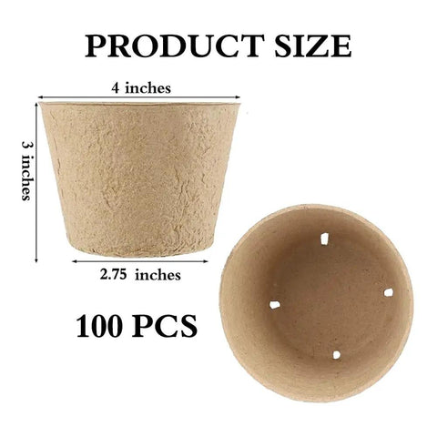 100 Pack 4 Inch Organic Peat Pots For Seed Starting Biodegradable Plantable Nursery Pots With Drainage Holes For Zero Waste Gardening