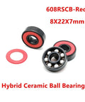 8 Piece Set 608RS ABEC-11 Shielded Bearings For Skateboard And Scooter, 2RS Waterproof Rustproof Coated Miniature Roller Bearings Kit For Street-Ready, Ultra Smooth Rides And Heavy Load Performance. 608RSCB-Red 8x22x7mm hybrid ceramic ball bearing