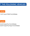 Compatibility chart showing vehicle models for Front Wheel Hub Bearing Assembly 513287 For 2011-2017 Lexus CT200h, 2010-2016 Toyota Prius.