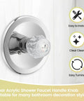 RP2391 Compatible Shower Handle Replacement Kit For 600 Series Tub And Shower Faucets with clear acrylic knob.