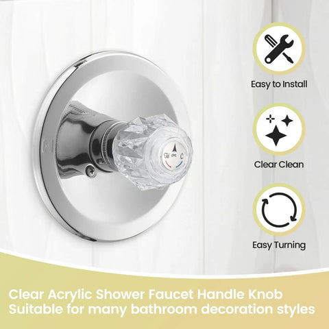 RP2391 Compatible Shower Handle Replacement Kit For 600 Series Tub And Shower Faucets with clear acrylic knob.