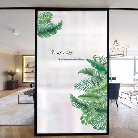 Green Leaves Palm Tree Wall Decals For Bedroom And Living Room, Reusable Stickers for smooth surfaces, living room decor.