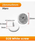 Premium Chair Leg Floor Protectors 30 Piece Pack With Thick Felt Pads And Threaded Screws, showing 28mm white floor glides with felt.