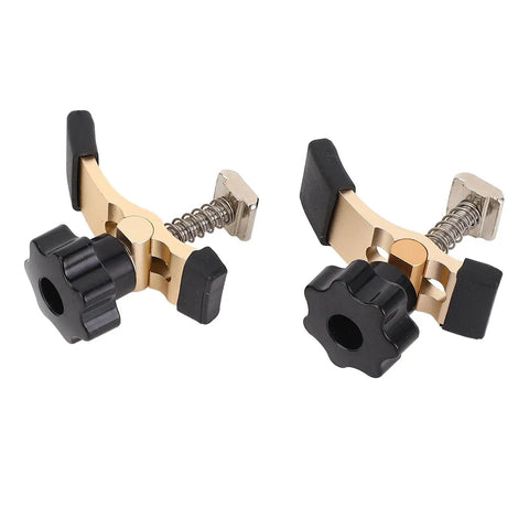 Heavy Duty 2Pcs T Track Hold Down Clamps With Quick Release Knobs For CNC Router And Engraving Machine, aluminum clamps with black knobs.