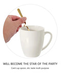 V Shape Hanging Coffee Spoon 304 Stainless Steel Gold Cup Ladle For Coffee And Tea Kitchen Accessory With Hanging Hook in white mug
