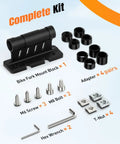 Complete kit of heavy duty bike fork mount block with upgraded aluminum alloy and 8 cone adapters displayed