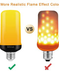 Comparison of Lit Flame Effect LED Light Bulb With 4 Modes And Gravity Sensor E26 Base Flickering Fire Bulb for Halloween