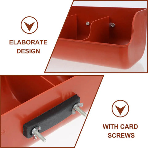 Close-up of Heavy Duty Five Compartment Piglet Feed Trough With No Sweat Plastic Livestock Manger showing the bolt design.