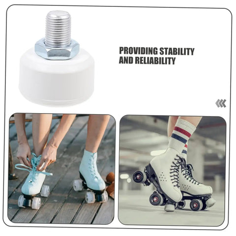 2 Pack Rubber Toe Stops For Roller Skates And Quad Skates, round brake block stoppers, shown on roller skates, durable and reliable