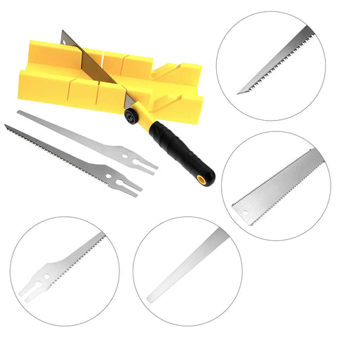 Miter Box And Saw Kit With 12 Inch Japanese Saw Fine And Coarse Cutters Handle And Screw For Accurate Wood Plastic And Soft Metal Cuts