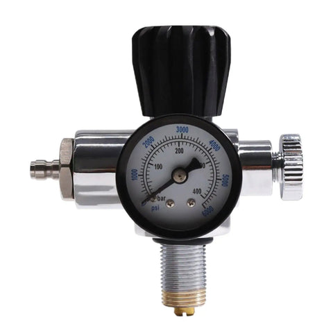Regulator gauge for 2.5L Carbon Fiber Air Tank 4500psi with Paintball Fill Station, M18x1.5 CE certified, showing pressure levels