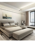 Effortlessly Sleek Modern Linear LED Wall Sconces With Remote Control For Cozy Bedroom And Living Room Vibes A Total Game Changer For Your Glow Up In Black Finish Dimmable Lighting in a stylish bedroom interior.