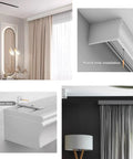 Double Curtain Pelmet Box With Heavy Duty Dual Tracks 3 In 1 Ceiling And Wall Mount Room Divider Curtain Rail For Living Room Bedroom Hotel And Villa White 180cm installed with curtains