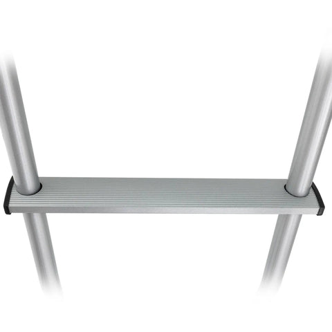 52 Inch Universal RV Ladder Heavy Duty Aluminum For RVs Campers And Cargo Vans Lightweight Yet Rock Solid Access Solution With Secure Screw Joined Design For Stable Climb And No Fuss Storage Silver close-up of rung and rails