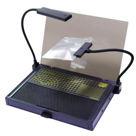 Portable Model Making Workbench With LED Lights And Magnifier All In One Cutting And Assembly Kit For DIYers Includes Pliers Holder