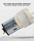 Built Legit Smooth Operator Mini Vacuum Pump Motor DC 12V Micro Air Suction Unit Low Noise Industrial Grade Engine on a grey background.