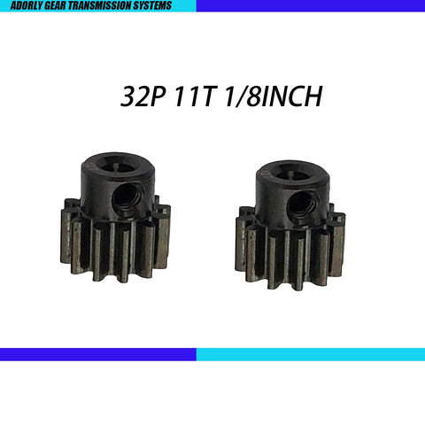 Two Pack 32P 11T 3mm Steel Pinion Gears for Axial Capra SCX10 AX30722 Upgrades For RC Crawlers CNC Machined Hard Steel close-up