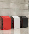 Solid As A Rock Steel Fire Extinguisher Cabinet With Smooth Sloped Front For Offices And Retail Stores Small Red Heavy Duty Safety Box Built To Last in a modern office setting.