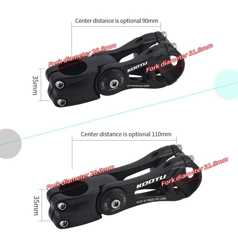 Adjustable Bike Stem 28.6mm 31.8mm Handlebar Extender With Plus Minus 85 Degree Angles Lightweight Aluminum Riser