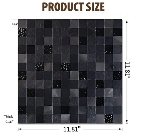 Peel And Stick Copper Metal Mosaic Backsplash For Kitchen, dimensions 11.81 by 11.81 by 0.15 inches, size guide image.