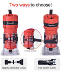800W Palm Router Tool For Woodworking Compact Hand Trimmer Router With 12 Piece One Quarter Inch Bit Set