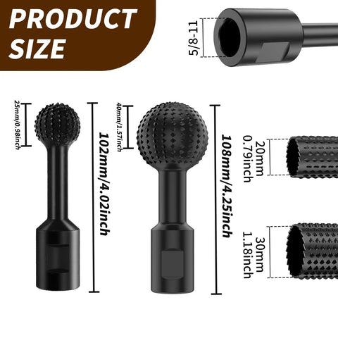Ball Grinding Head For Angle Grinder Attachment Sphere Rotary Burr With 5/8-11 Threads showing product size and dimensions