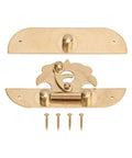 Sturdy Brass Latch Hasp for Jewelry Box and Cabinet, Old School Retro Decorative Buckle Lock, Includes Five Screws, Classic Wood Box Hardware
