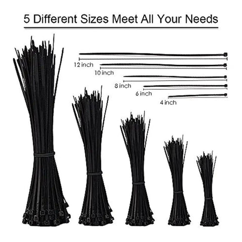 Heavy Duty Nylon Cable Ties 500 Pack Self Locking Black For Home Office Garage Workshop Cable Management 60 Pound Strength Tough As Nails Durable Industrial Grade Ties For Wires Hoses And Automotive Parts