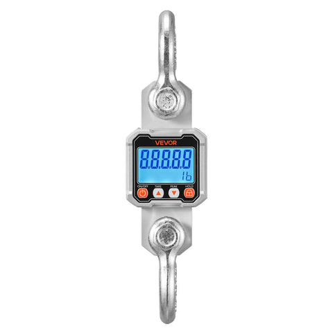 Heavy Duty Digital Crane Scale With 6600 Lbs Max Capacity And Rock Solid Cast Aluminum Case showing digital display and hooks.