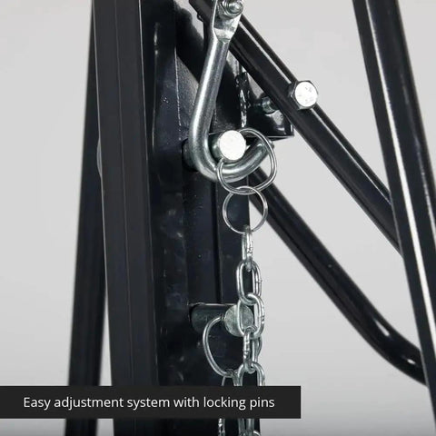 Bad Boy Heavy Weight One Ton Gantry Crane Frame Rated For Two Thousand Pounds adjustable hoist rig adjustment system with locking pins