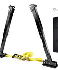 Heavy-Duty I-Beam Mount Stabilizer for RVs and Trailers with ratchet strap, bag, rugged high-strength carbon steel build