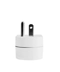 Surge Protector Wall Tap Outlet With Grounded Design And Blue Indicator Light 125V 245J ETL White Two Pack Easy Plug In For Home Electronics And Office Gear, showing plug prongs.