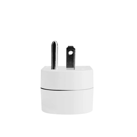 Surge Protector Wall Tap Outlet With Grounded Design And Blue Indicator Light 125V 245J ETL White Two Pack Easy Plug In For Home Electronics And Office Gear, showing plug prongs.