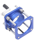 Boss Level Adjustable Router Lift Base Zero Sweat Height Adjustments Heavy Duty Aluminum Build for serious woodworkers, blue color.