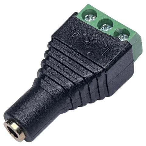 No Sweat Three Point Five Millimeter Stereo Jack To Screw Terminal Adapter For Quick Wiring Builds with tri screw terminals.