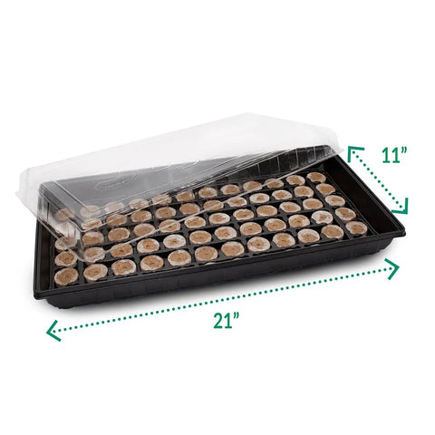 All In One Seed Starting Kit With 72 Cell Germination Trays 144 Peat Pellets 2 Pack Plant Markers And SUPERthrive Sample shown with lid