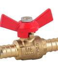 One Half Inch PEX Brass Ball Valve Two Pack With Red And Blue T Handle, DIY Friendly Shut Off PEX Barb Water Valve, CUPC Certified