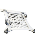 Sleek Desktop Monitor Mount For 17 To 32 Inch Screens With Fully Adjustable Height showing metal design with ventilation holes.