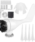 1600W Wind Turbine Generator With Five Blades 48V System Nylon Fiber Blades disassembled with components
